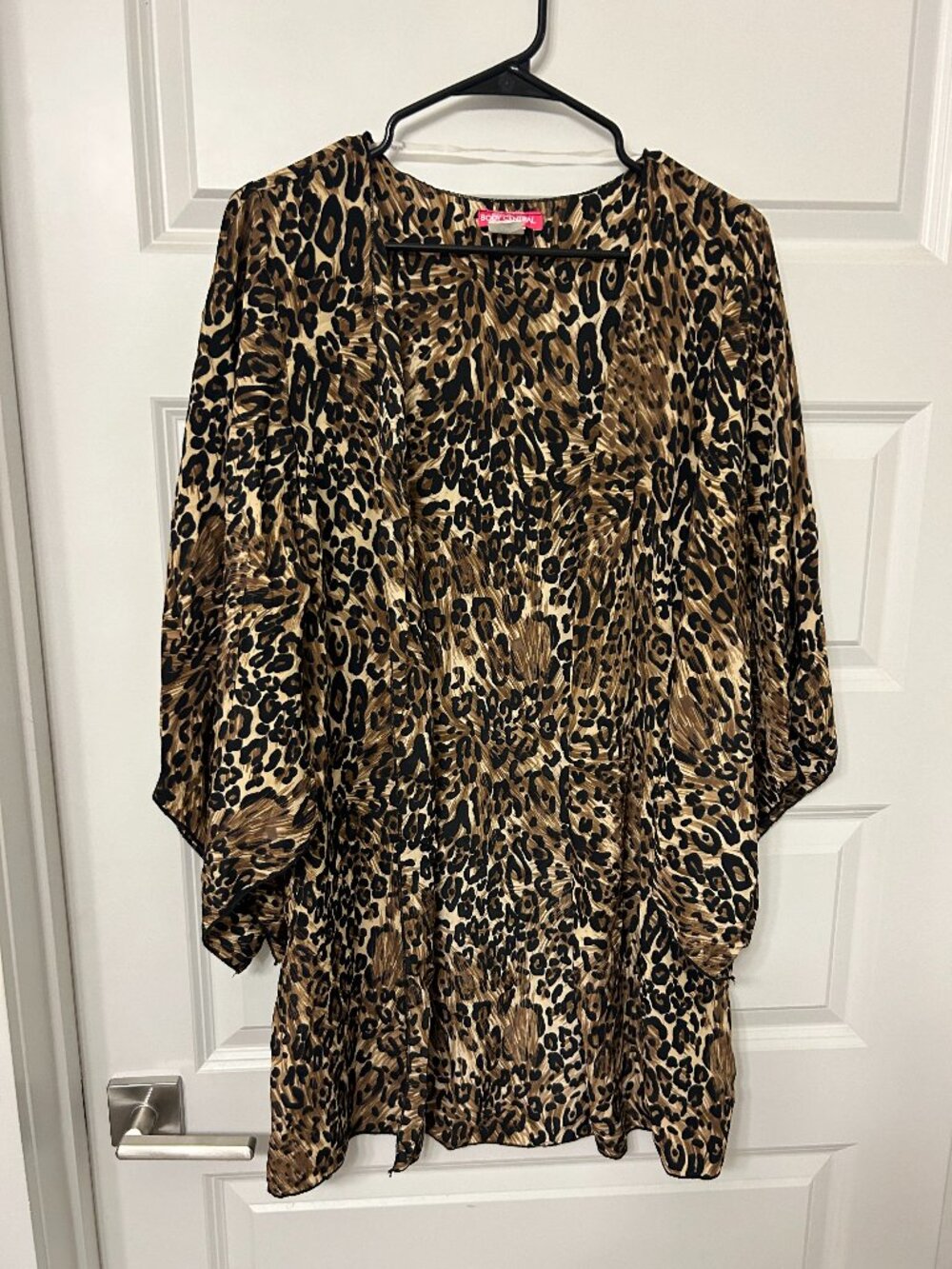Body Central Leopard Print Kimono Cardigan Duster Top Size Large Lightweight Y2K